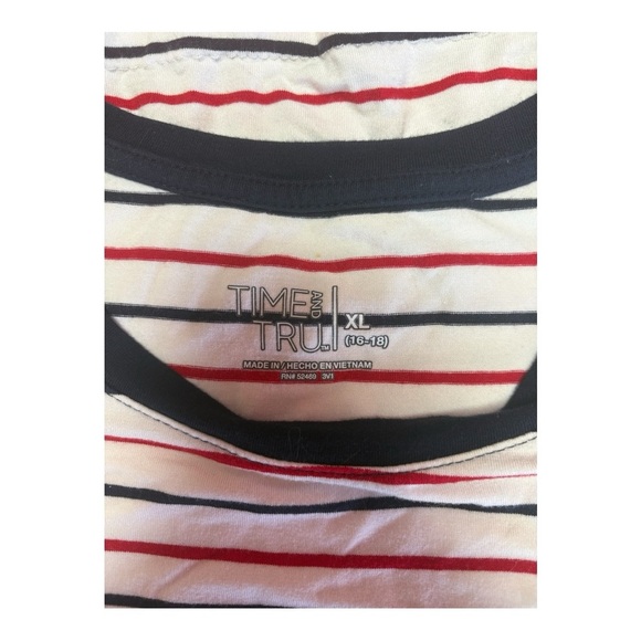 Time and Tru Striped Sleeveless Dress - Black, White, Red - Picture 2 of 5